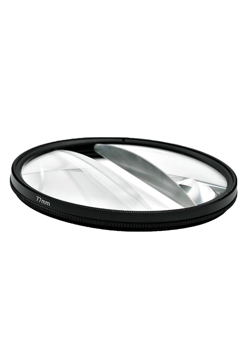 Camera Filter Accessories, 77mm Split Diopter Prism Camera Filter Double Glass Split Diopter Lens Filter Blur Zoom Center Filter for SLR Cameras Special Effect Filter