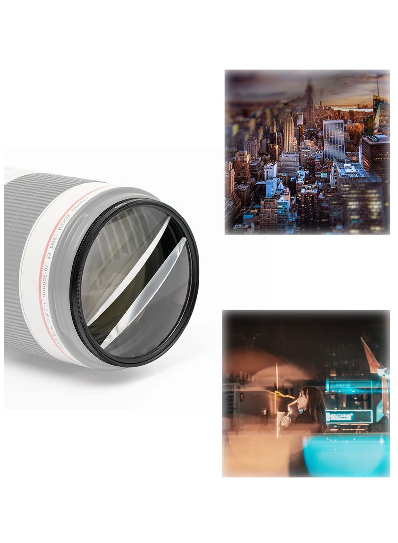 Camera Filter Accessories, 77mm Split Diopter Prism Camera Filter Double Glass Split Diopter Lens Filter Blur Zoom Center Filter for SLR Cameras Special Effect Filter