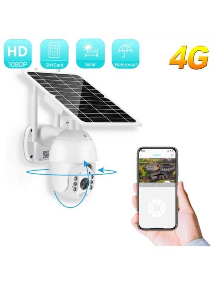 4G LTE SIM Card IP Security Camera, CCTV Camera, Outdoor 1080P Night Vision, Solar Dome, PTZ, Color IR Night Vision, Dual Sensor Motion Detection, Tilt Surveillance Camera System With Solar Panel