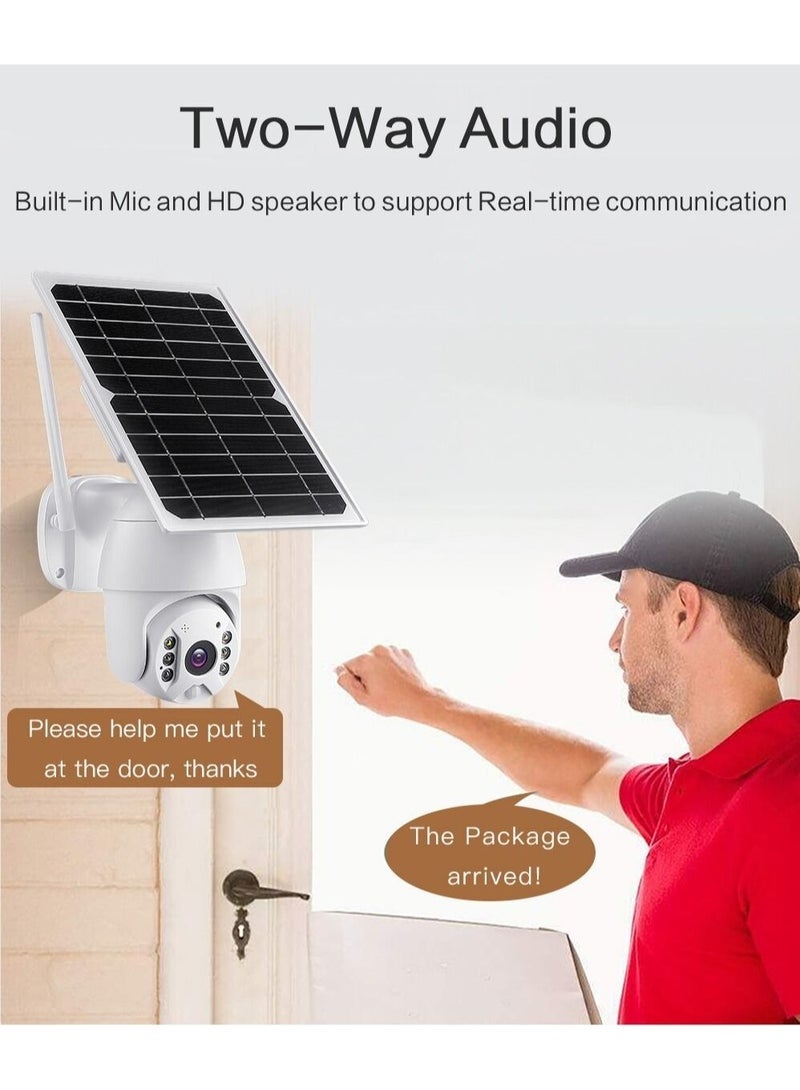 4G LTE SIM Card IP Security Camera, CCTV Camera, Outdoor 1080P Night Vision, Solar Dome, PTZ, Color IR Night Vision, Dual Sensor Motion Detection, Tilt Surveillance Camera System With Solar Panel