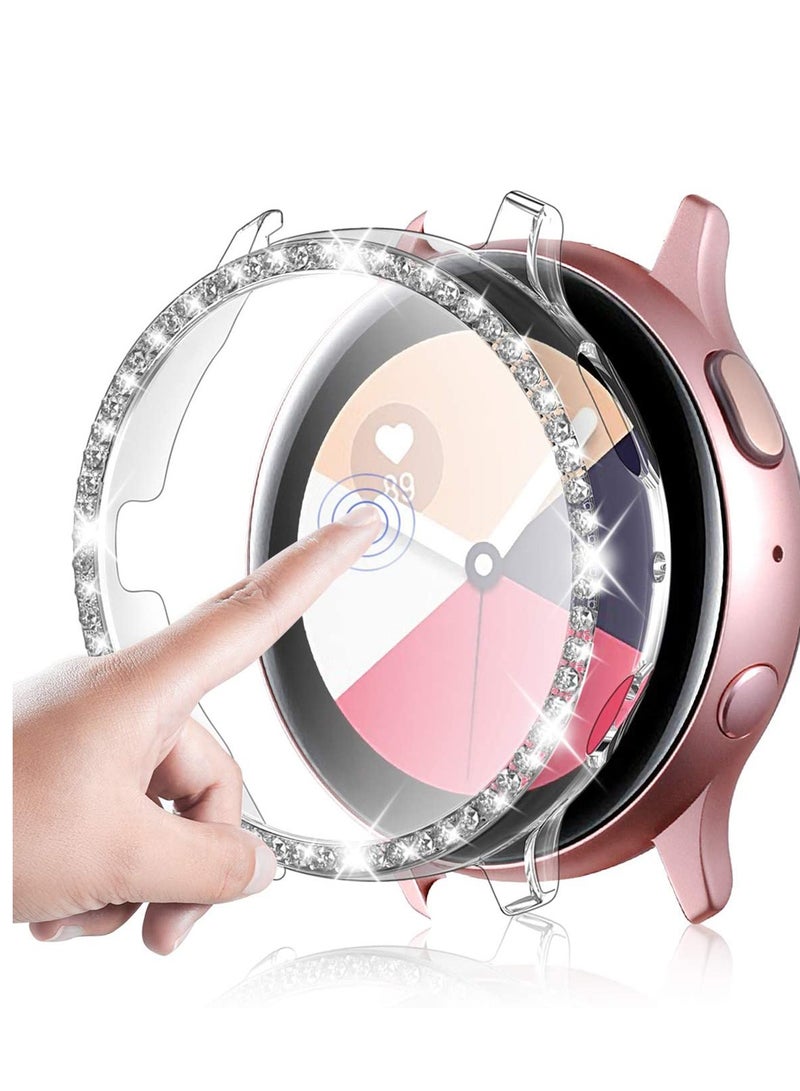 Suitable for Samsung active2 watch protective case Samsung watch protective case diamond, for Samsung Galaxy Watch Active 2 Screen Protector Protective Bumper with HD Screen Protector (Clear)