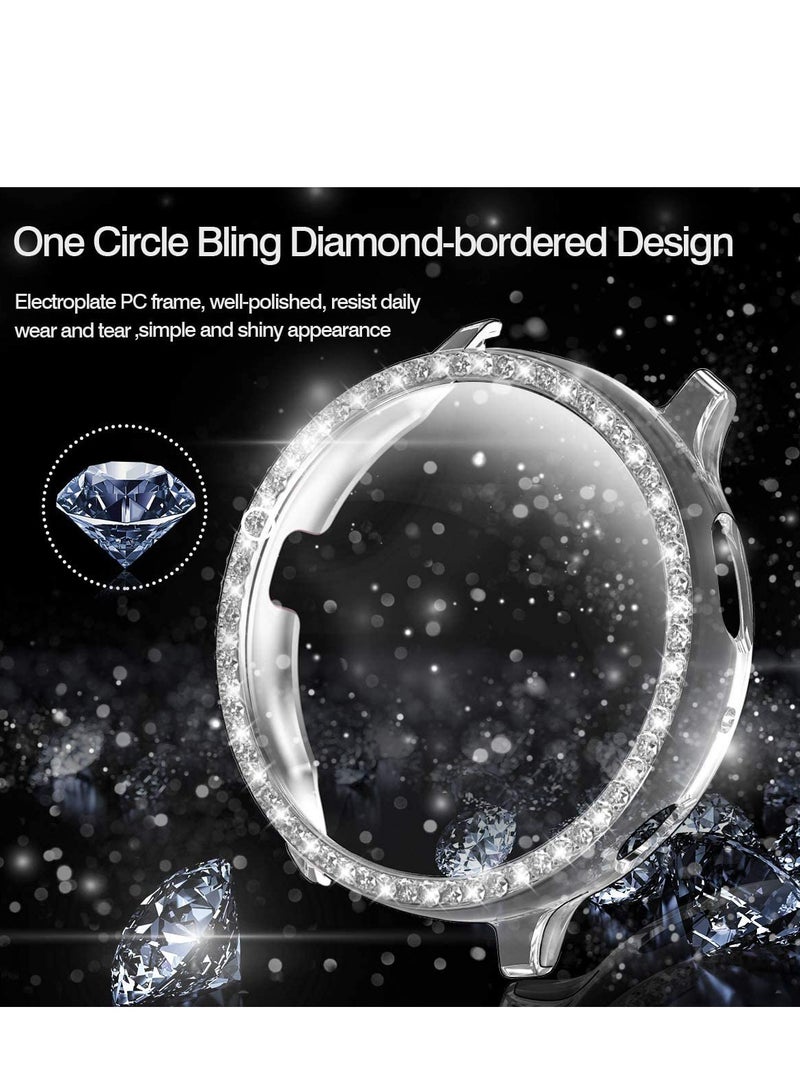 Suitable for Samsung active2 watch protective case Samsung watch protective case diamond, for Samsung Galaxy Watch Active 2 Screen Protector Protective Bumper with HD Screen Protector (Clear)