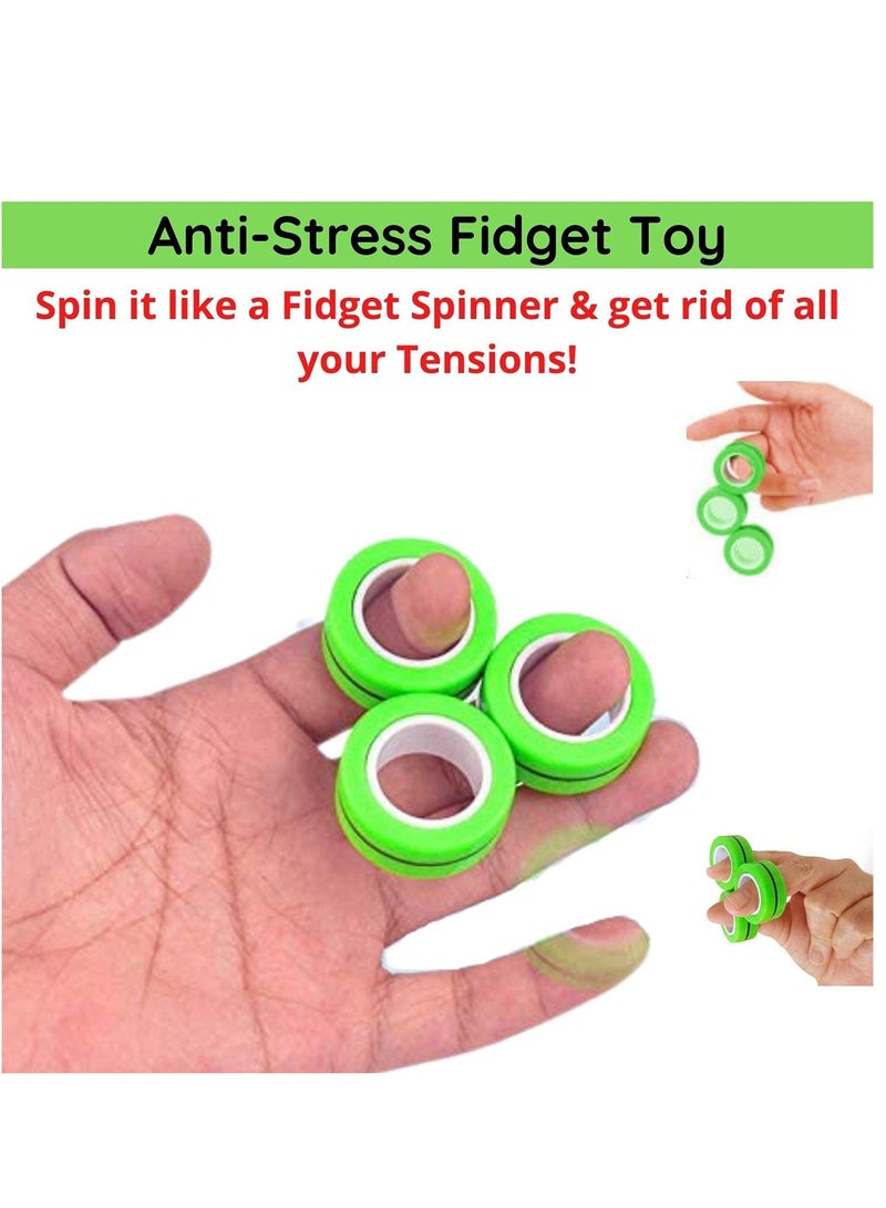 Fingears Magnetic Rings Fidget Spinner Toy Stress, Anxiety Relief Magnetic Spinner Ring - Green 3pcs