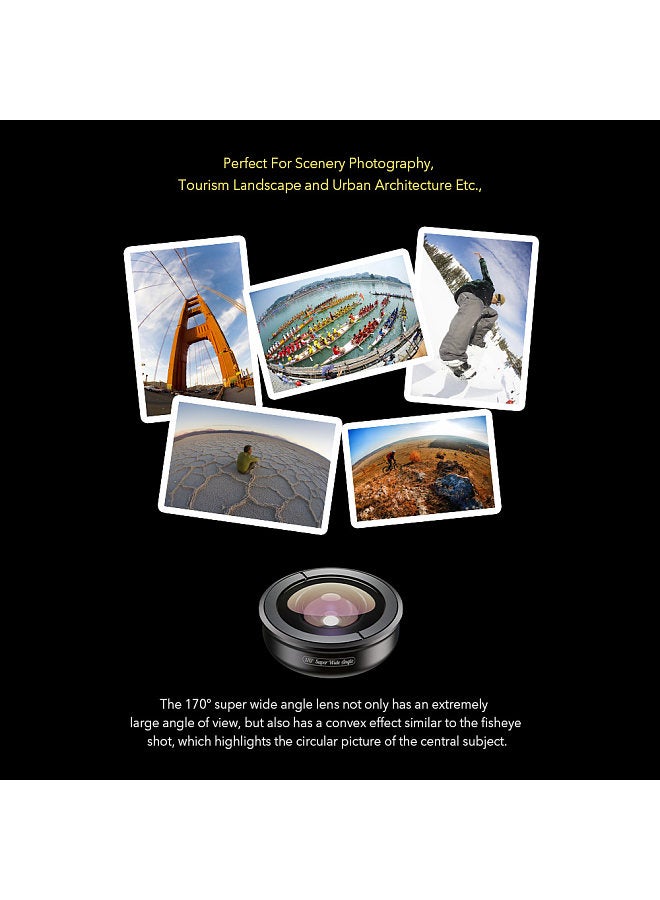 APEXEL APL-HD5SW 170°Super Wide Angle Lens for Dual Lens / Single Lens Smartphone for iPhone Pixel Samsung Galaxy Huawei Smartphones