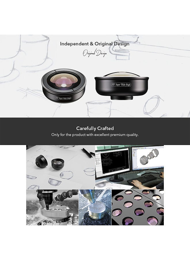 APEXEL APL-HD5SW 170°Super Wide Angle Lens for Dual Lens / Single Lens Smartphone for iPhone Pixel Samsung Galaxy Huawei Smartphones