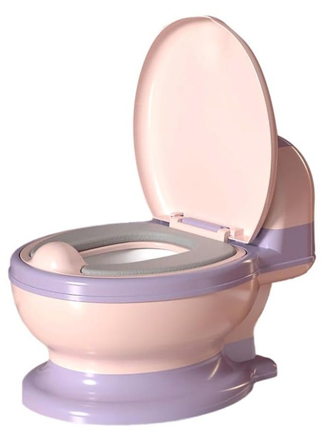 Potty Training Toilet Seat, Toddler Potty Chair with Soft Seat and Splash Guard, Removable Potty Pot for Toddler& Baby& Kids(Pink)