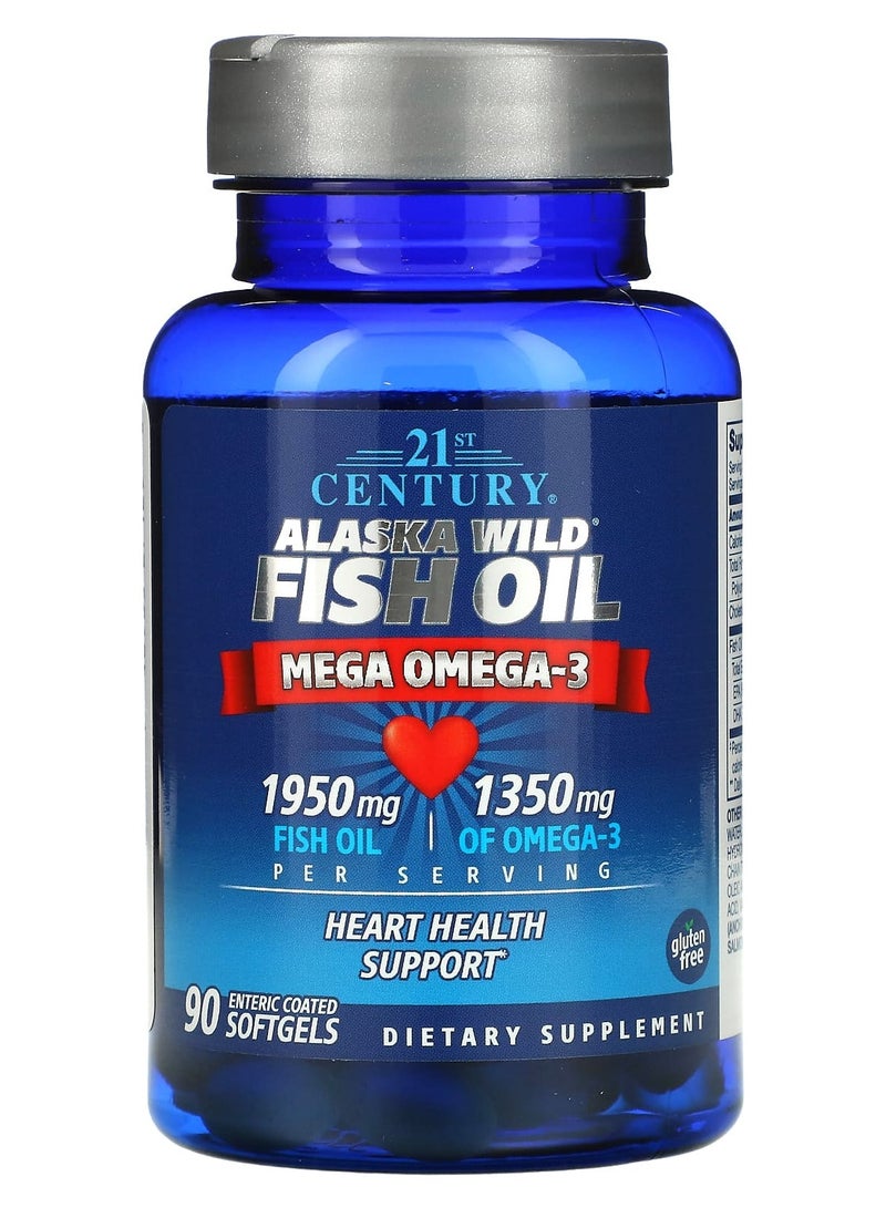 Alaska Wild Fish Oil Mega Omega-3 90 Enteric Coated Softgels