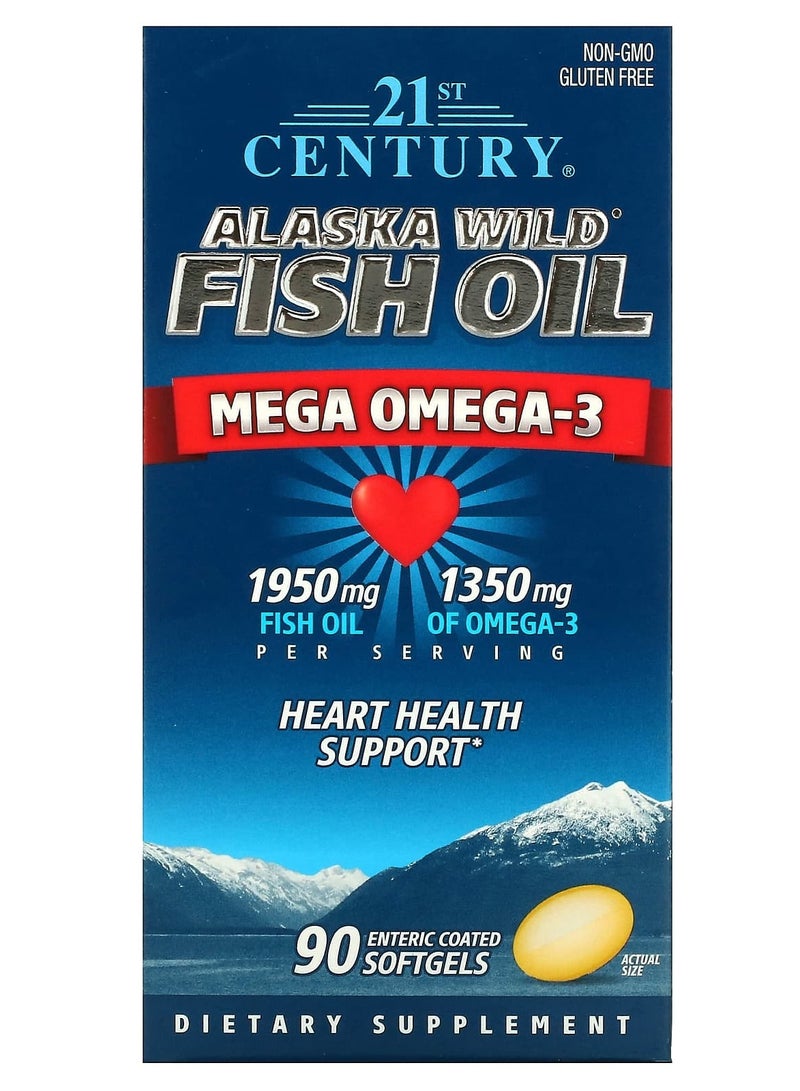 Alaska Wild Fish Oil Mega Omega-3 90 Enteric Coated Softgels