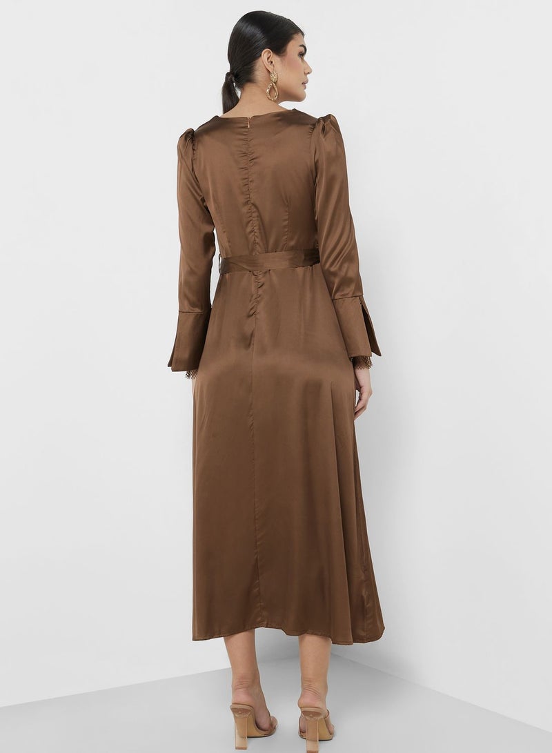 Puff Sleeve A-Line Dress