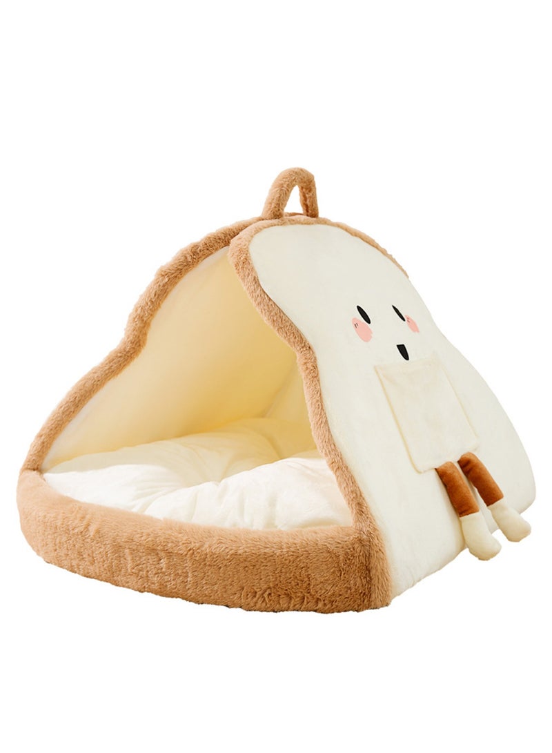 Warm Cat Litter Kennel Dog Kennel, Deep Sleep Enclosed Warm Cat House, Autumn and Winter Pet Tent Dog Bed Cat House for Cats Puppies Small Dogs (Cream Bread Litter)