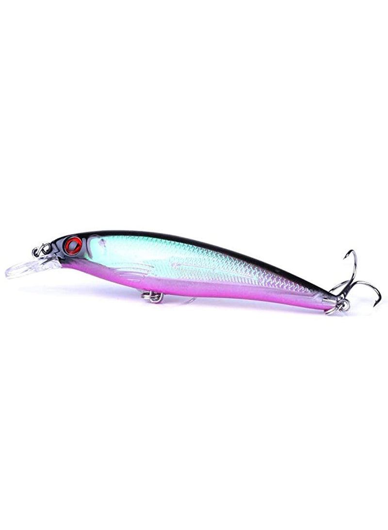 Fishing Lures, 10Pcs Fishing Lure Artificial Floating Minnow Hard Bait Swimbait Fishing Tackle Set with Treble Hooks Sinking Metal Spoons Micro Jigging Bait for Outdoor Fishing