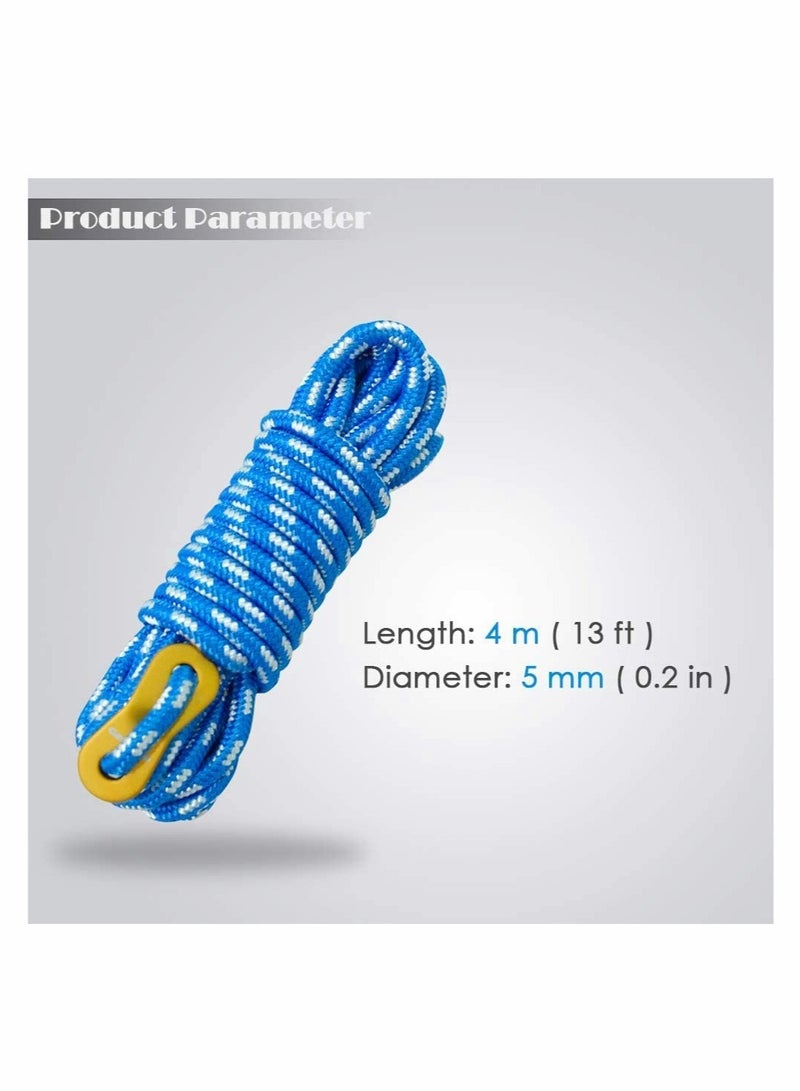 Tent Rope, Camping Guylines 5mm Ultralight Tent Cord Rope with Aluminum Tensioner Set of 6 Pack