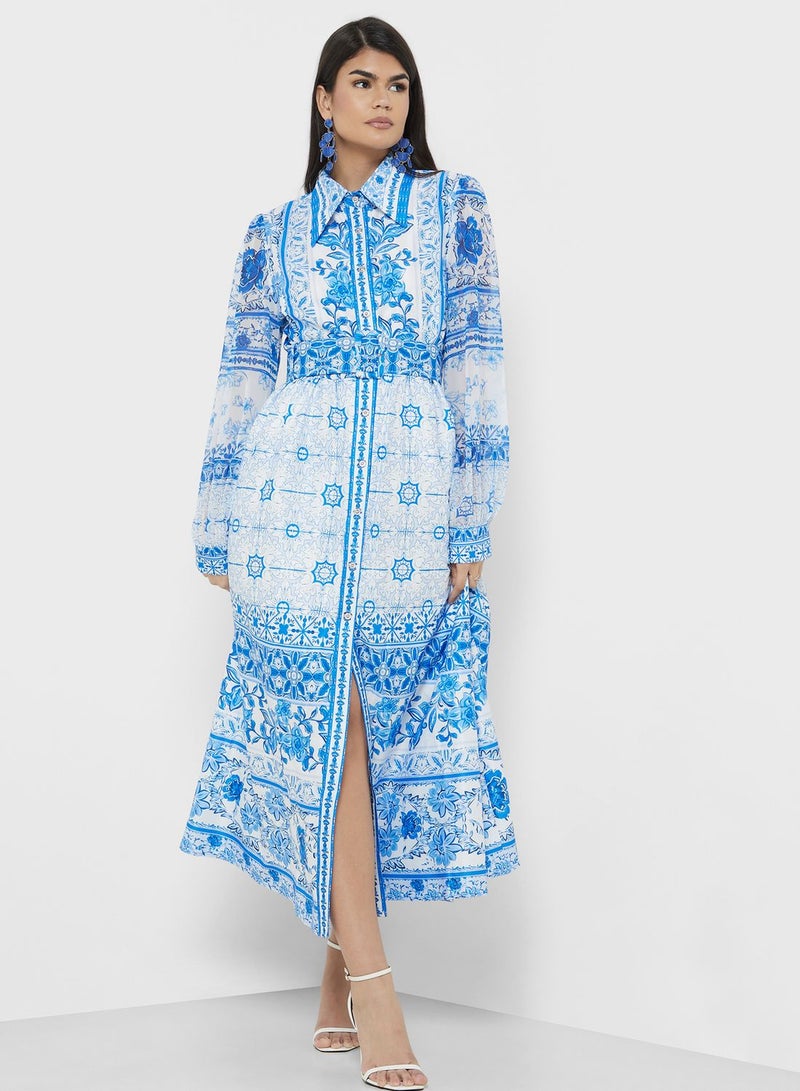 Monotonal Print Dress