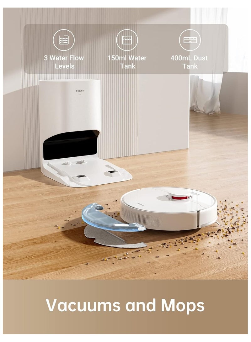 Dreametech D10 Plus Robot Vacuum and Mop with Self-Emptying Base for 45 Days of Cleaning, Robotic Vacuum with 4000 Pa Suction and LIDAR Navigation, Compatible with Alexa, Wi-Fi Connected