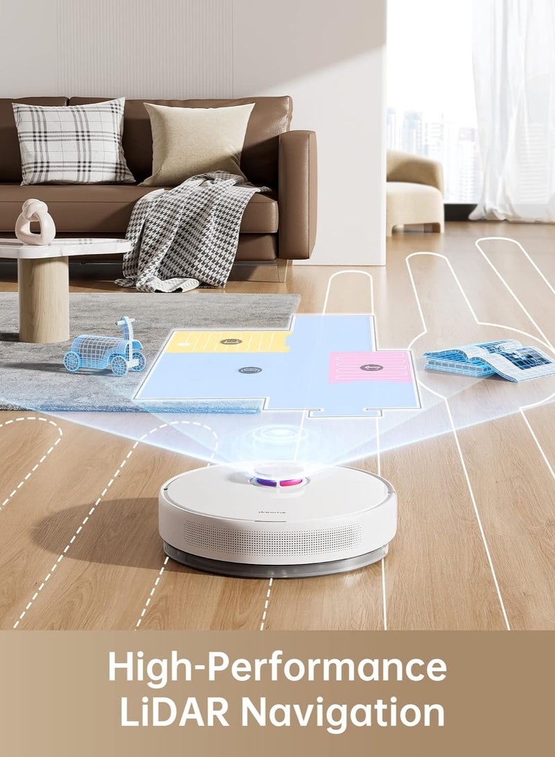 Dreametech D10 Plus Robot Vacuum and Mop with Self-Emptying Base for 45 Days of Cleaning, Robotic Vacuum with 4000 Pa Suction and LIDAR Navigation, Compatible with Alexa, Wi-Fi Connected