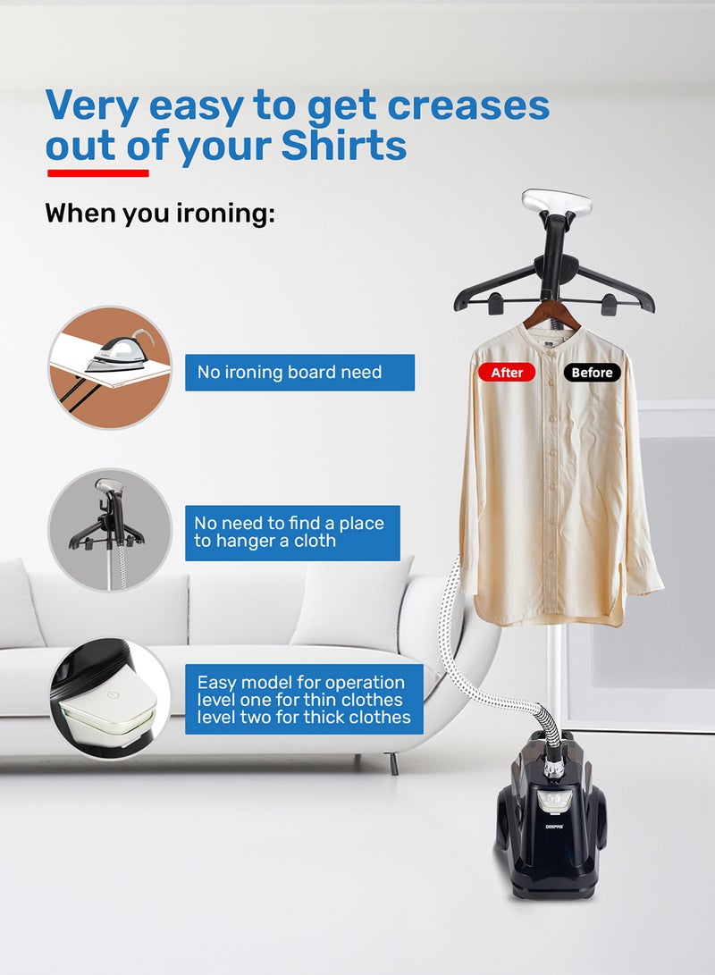 Garment Steamer Foldable Hanger with Trouser Clip, 1 Power Level/ 3 l Water Detachable Tank Capacity, Suitable for all Kinds of Fabric and Safe for Delicate Fabrics 3 L 2200 W GGS9254N Black