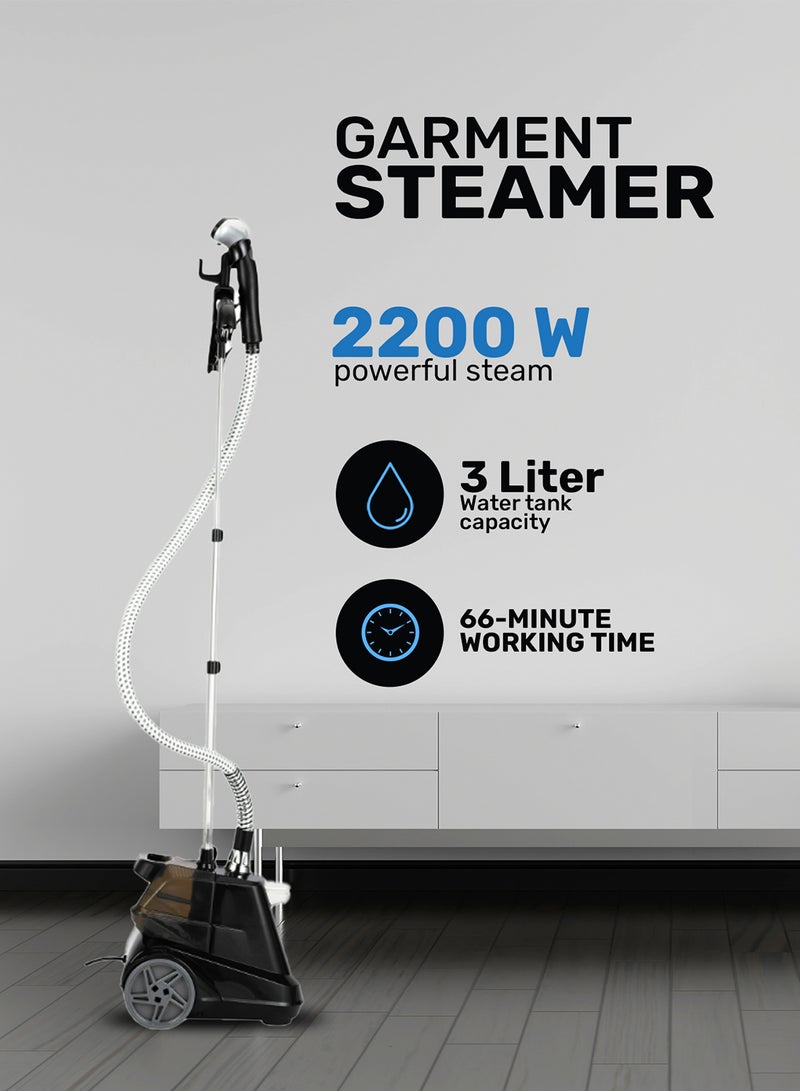 Garment Steamer Foldable Hanger with Trouser Clip, 1 Power Level/ 3 l Water Detachable Tank Capacity, Suitable for all Kinds of Fabric and Safe for Delicate Fabrics 3 L 2200 W GGS9254N Black