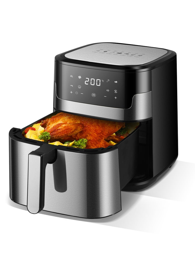 Air Fryer 8 Liters Capacity Multifunctional Fryer Digital Display and Touch Button High Speed Air Circulation Technology Frying Non- Stick Coating Frying 8 L 1800 W NAF1000 Black
