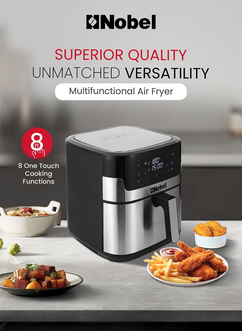 Air Fryer 8 Liters Capacity Multifunctional Fryer Digital Display and Touch Button High Speed Air Circulation Technology Frying Non- Stick Coating Frying 8 L 1800 W NAF1000 Black