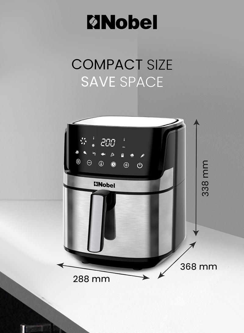 6.5L Multifunctional Air Fryer With Digital Display And One-Touch Cooking 6.5 L 1500 W NAF800 Black