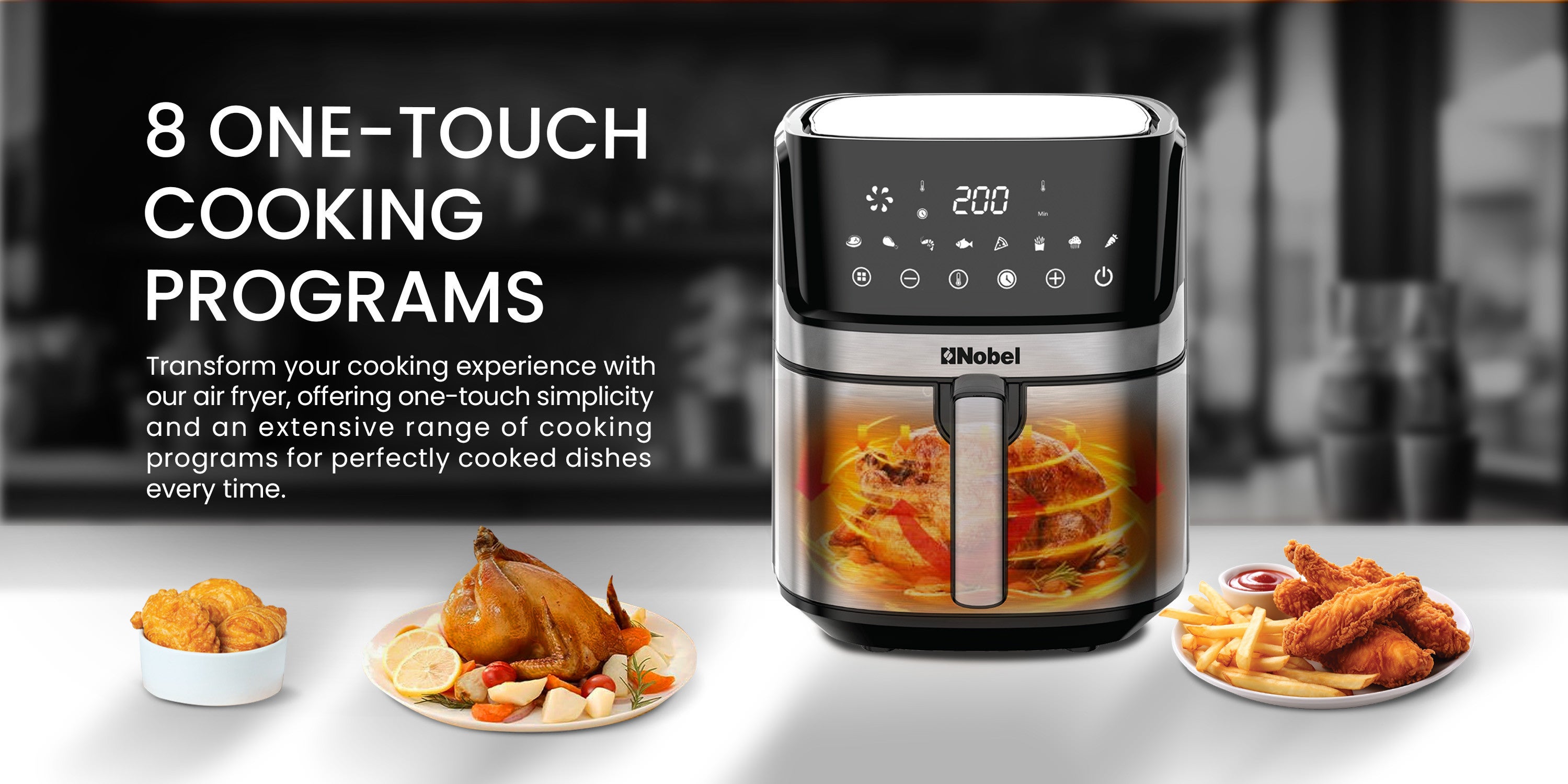 6.5L Multifunctional Air Fryer With Digital Display And One-Touch Cooking 6.5 L 1500 W NAF800 Black