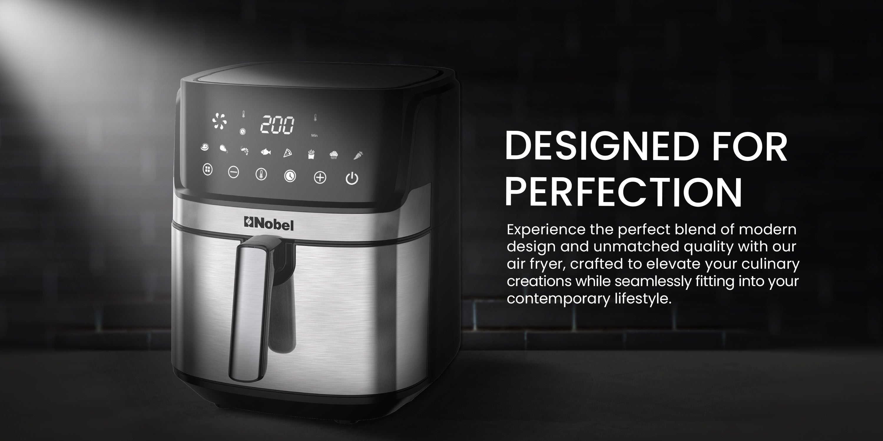 6.5L Multifunctional Air Fryer With Digital Display And One-Touch Cooking 6.5 L 1500 W NAF800 Black