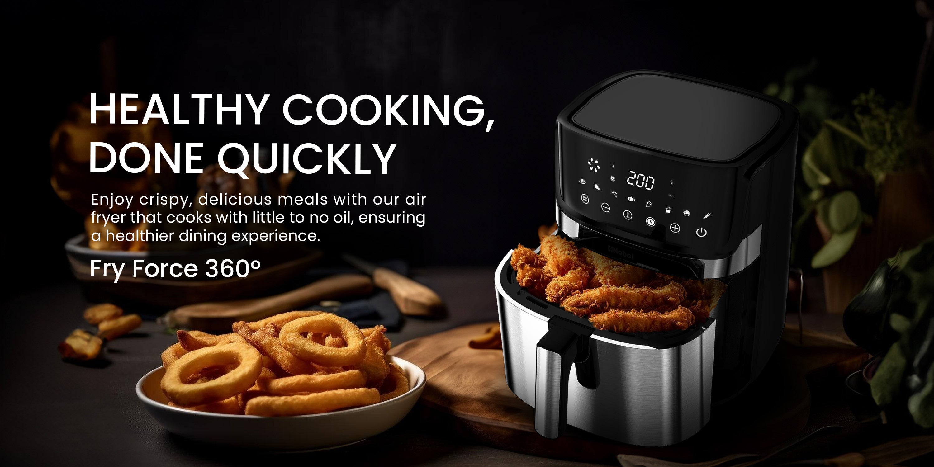 6.5L Multifunctional Air Fryer With Digital Display And One-Touch Cooking 6.5 L 1500 W NAF800 Black