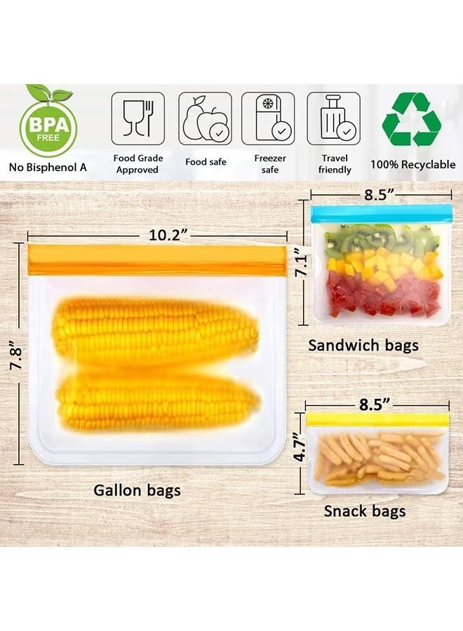 20 Packs of Reusable Freezer Bags, Reusable Sandwich Bags, Reusable Silicone Food Storage Bags, Leak-Proof Sealed Containers for Lunches, Snacks, Fruits and Vegetables