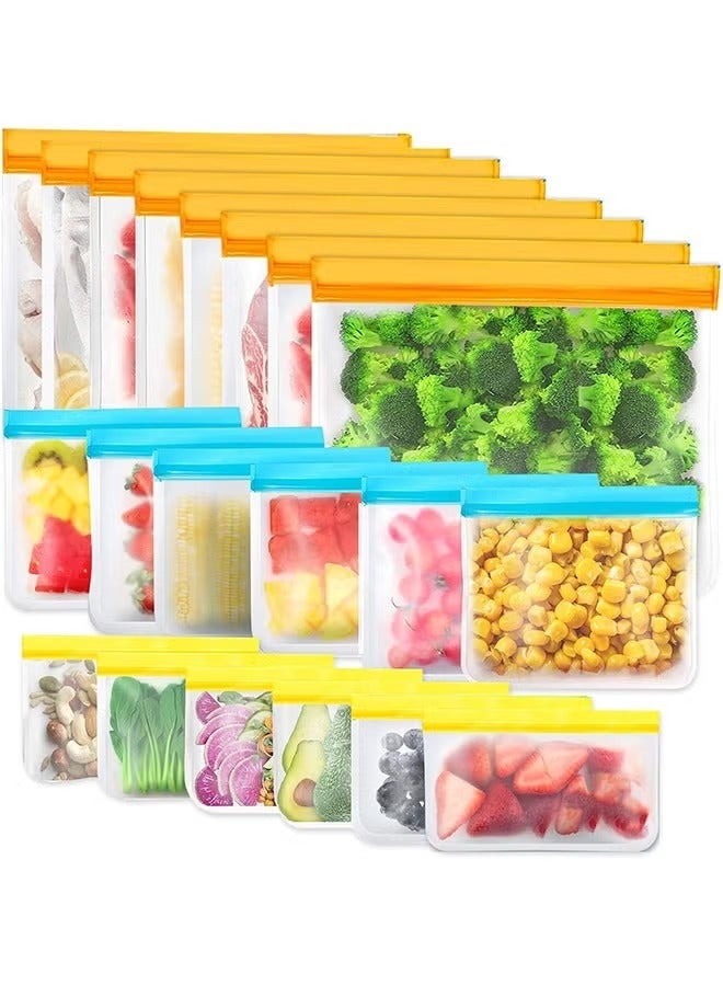 20 Packs of Reusable Freezer Bags, Reusable Sandwich Bags, Reusable Silicone Food Storage Bags, Leak-Proof Sealed Containers for Lunches, Snacks, Fruits and Vegetables
