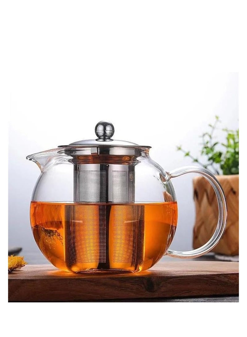 Borosilicate Glass Teapot With Stainless Steel Infuser and Lid 1300 ML