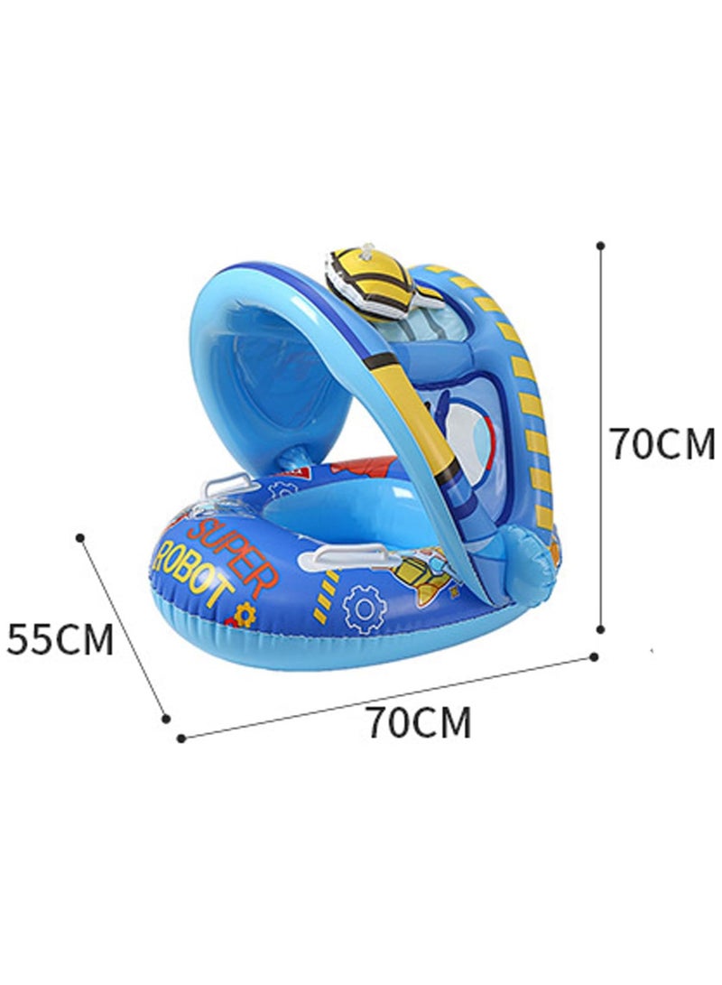 Baby pool float,Swimming Pool Float Boat with Sun Protection Canopy Inflatable Pool Float Yacht Ring Awning Inflatable Swimming Training Float Seat for Boys Girls Summer Outdoor