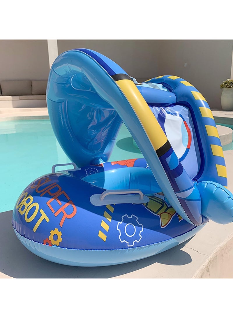 Baby pool float,Swimming Pool Float Boat with Sun Protection Canopy Inflatable Pool Float Yacht Ring Awning Inflatable Swimming Training Float Seat for Boys Girls Summer Outdoor