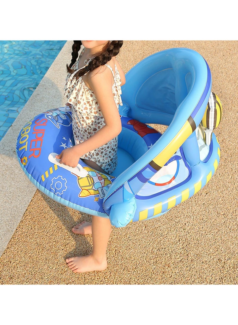 Baby pool float,Swimming Pool Float Boat with Sun Protection Canopy Inflatable Pool Float Yacht Ring Awning Inflatable Swimming Training Float Seat for Boys Girls Summer Outdoor