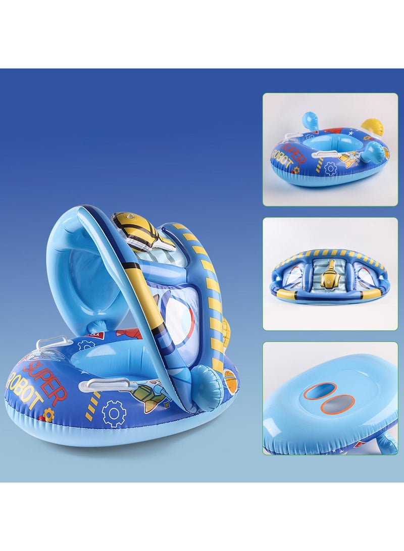 Baby pool float,Swimming Pool Float Boat with Sun Protection Canopy Inflatable Pool Float Yacht Ring Awning Inflatable Swimming Training Float Seat for Boys Girls Summer Outdoor