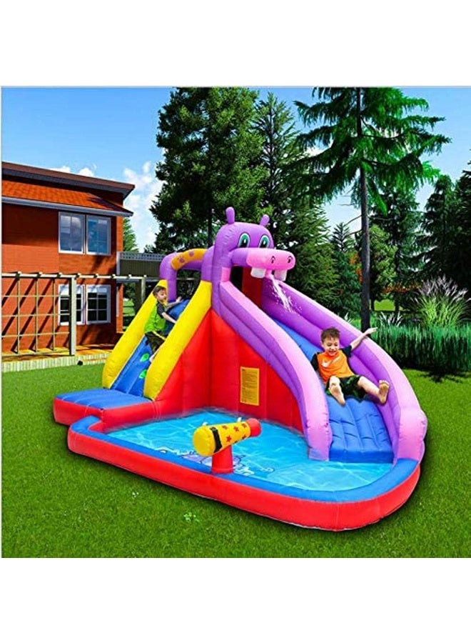 RBW TOYS Inflatable Slide For kids Household Water Park Home Use Bouncing Slide, Climbing Ladder, Paddling Pool, Water Gun, Water Spray