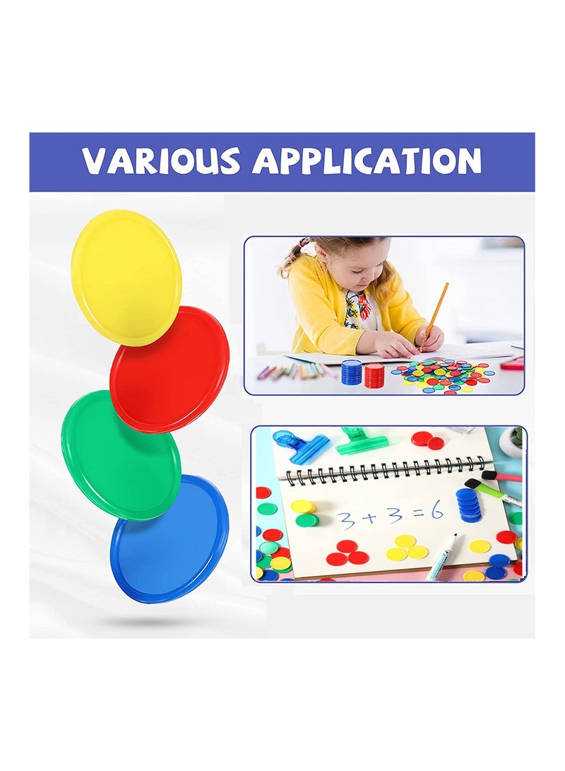 Round Chips Learning Toys 160 Pcs/Set 4 Color Round Chips Counting Numbers Teaching for Crafts Decoration Plastic Counting Chips for Math