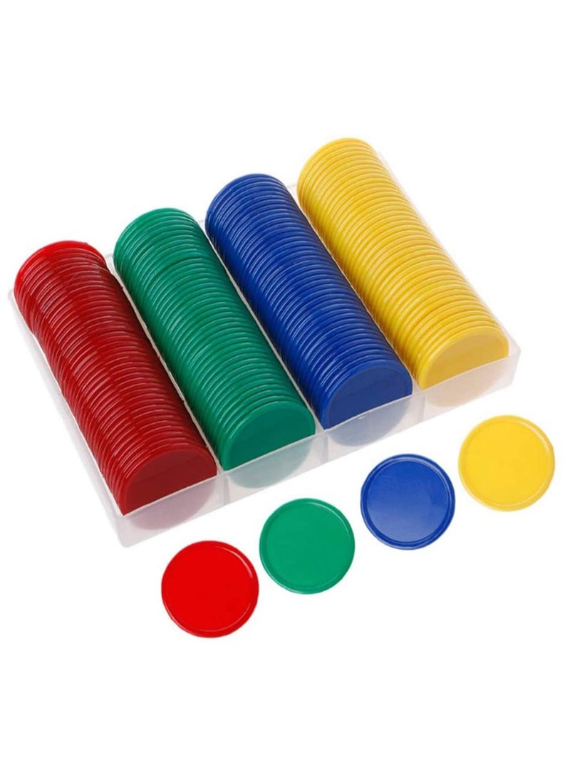 Round Chips Learning Toys 160 Pcs/Set 4 Color Round Chips Counting Numbers Teaching for Crafts Decoration Plastic Counting Chips for Math