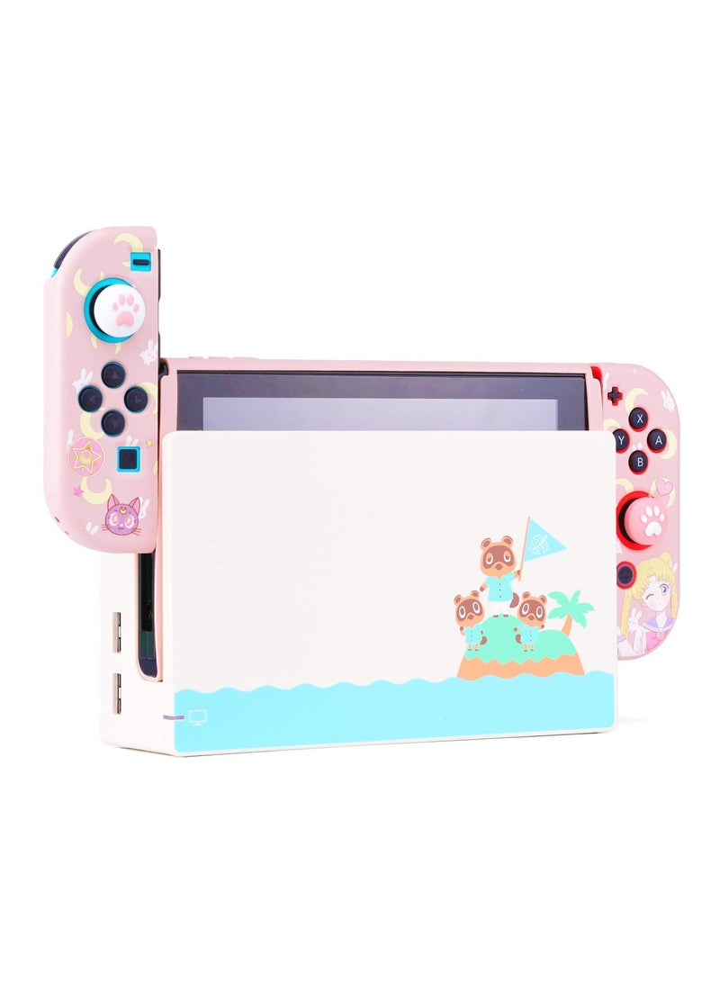 Cute Protective Case for Nintendo Switch - Soft Slim Grip Cover Shell for Console and Joy-Con with Screen Protector, Thumb Grips, Anti-Scratch (Sailor Moon)