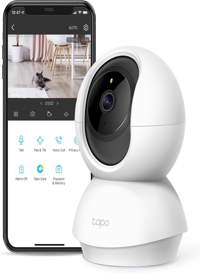 Tapo Pan/Tilt Security Camera for Baby Monitor, Pet Camera w/Motion Detection, 1080P, 2-Way Audio, Night Vision, Cloud & SD Card Storage, Works with Alexa & Google Home (Tapo C200)