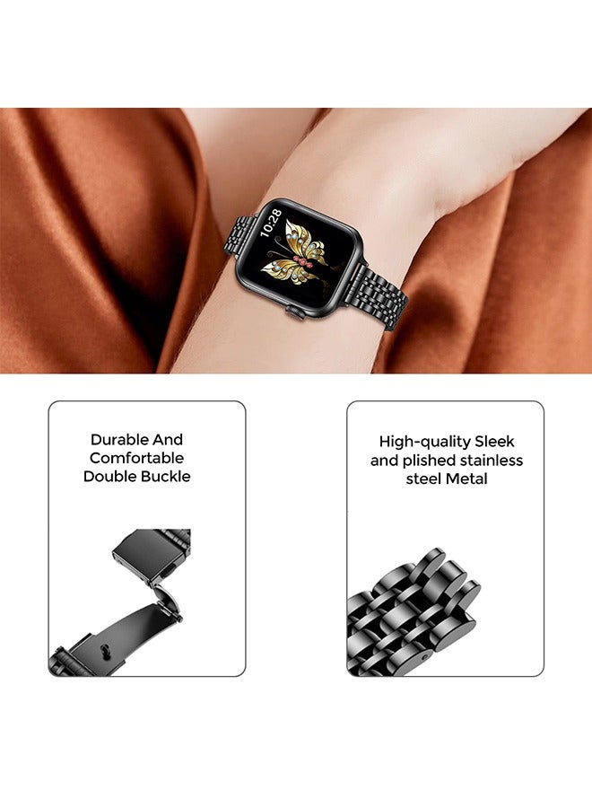 Slim Metal Straps For Apple Watch Series 10 | Ultra 2 | 8 Ultra | 9 | 8 | 7 | 6 , 49/46/45/44/42mm Stainless Steel Wristband -Silver Rose Gold/Black