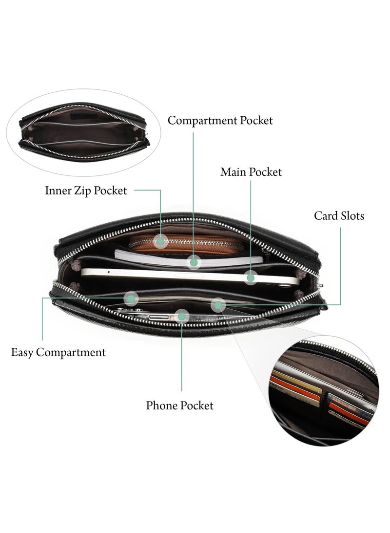 Men's Carryall Pouch - Genuine Cowhide Leather