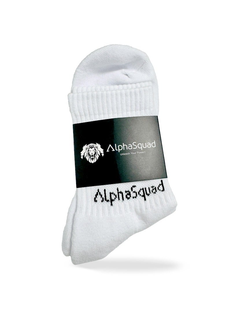 AlphaSquad Unisex Athletic Cotton Cushion Comfort Ankle Socks, White Pack of 3 (Free Size)