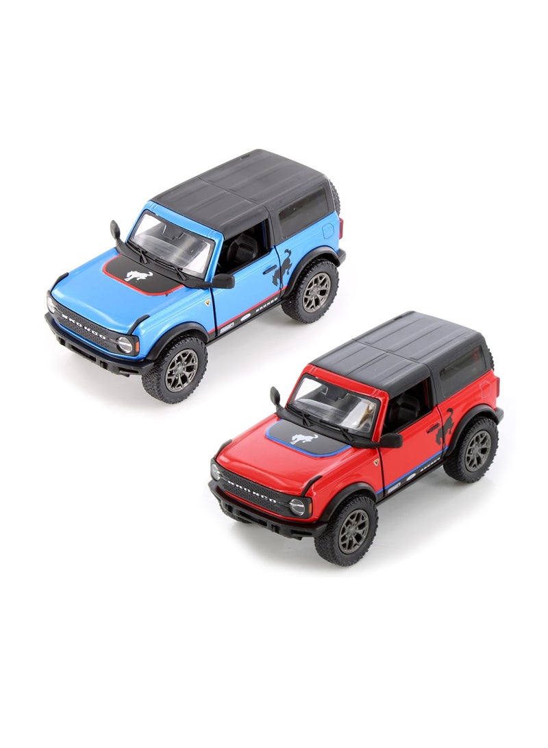 Pack of 2 Pcs 1:34 Scale Door Openable 2022 Ford Bronco Hard Top with Printing Diecast Metal Alloy Toy Car