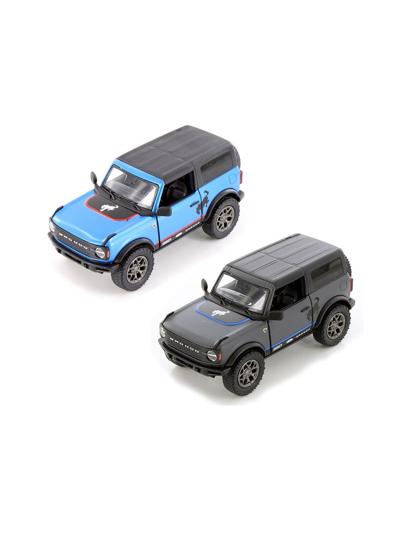 Pack of 2 Pcs 1:34 Scale Door Openable 2022 Ford Bronco Hard Top with Printing Diecast Metal Alloy Toy Car