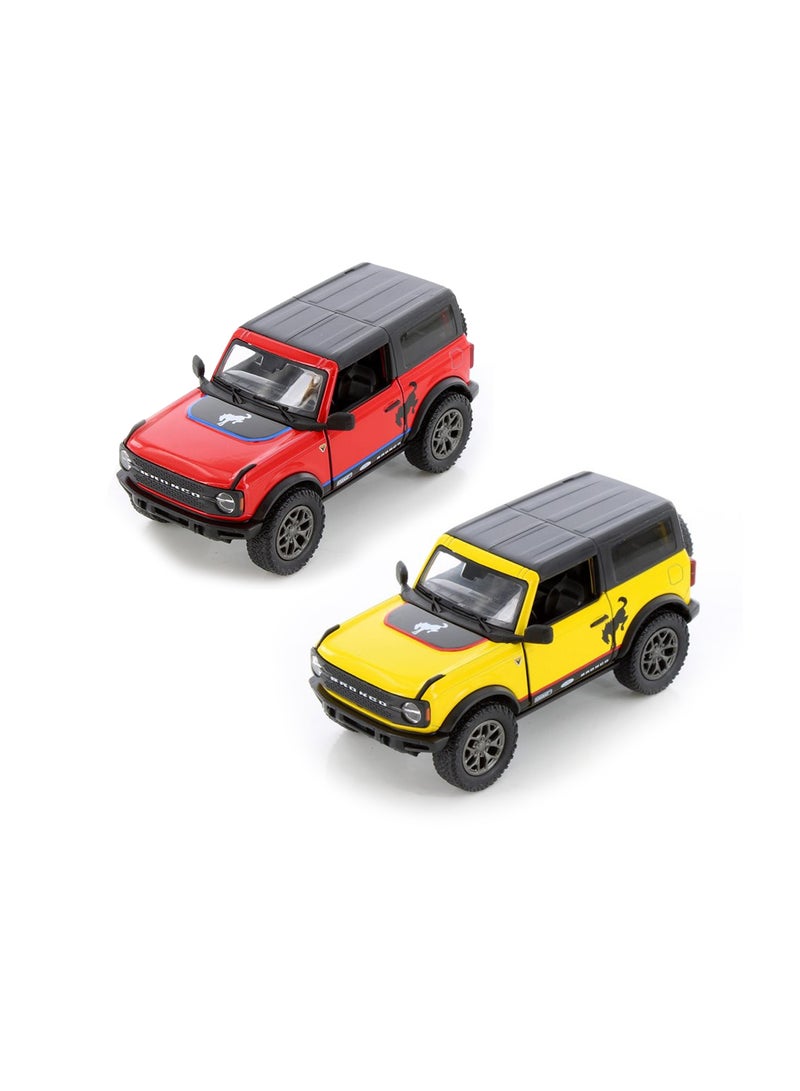 Pack of 2 Pcs 1:34 Scale Door Openable 2022 Ford Bronco Hard Top with Printing Diecast Metal Alloy Toy Car
