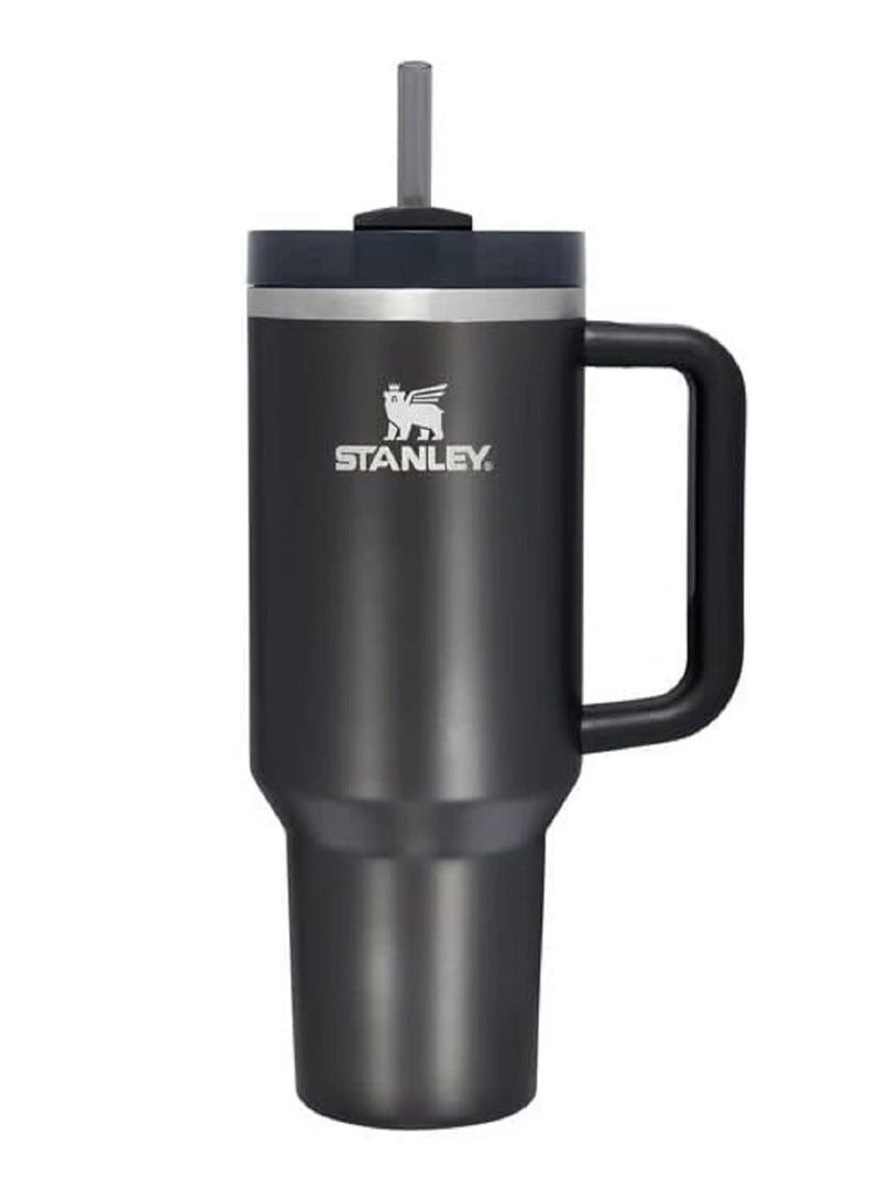 Vacuum Insulated Coffee Mug,Insulated Mug with Handle and Straw Lid,In-car Mug,Black 40 Oz