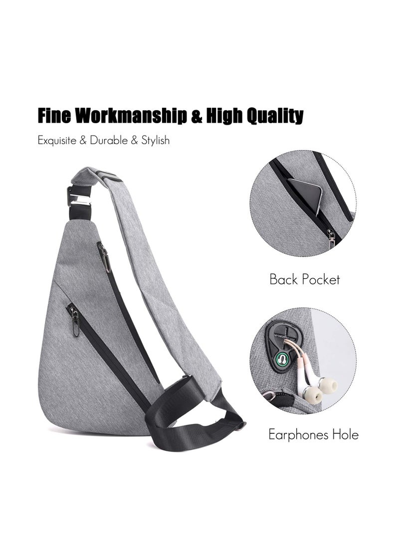 Sling Bags, Mens Shoulder Unbalance Backpacks Ultra-Light Chest Pack Multipurpose Crossbody Bags Boy Outdoor Sport Travel Gym Running Hiking Daypack Cycling Hiking Camping Outdoor Travel Bag (Gray A)