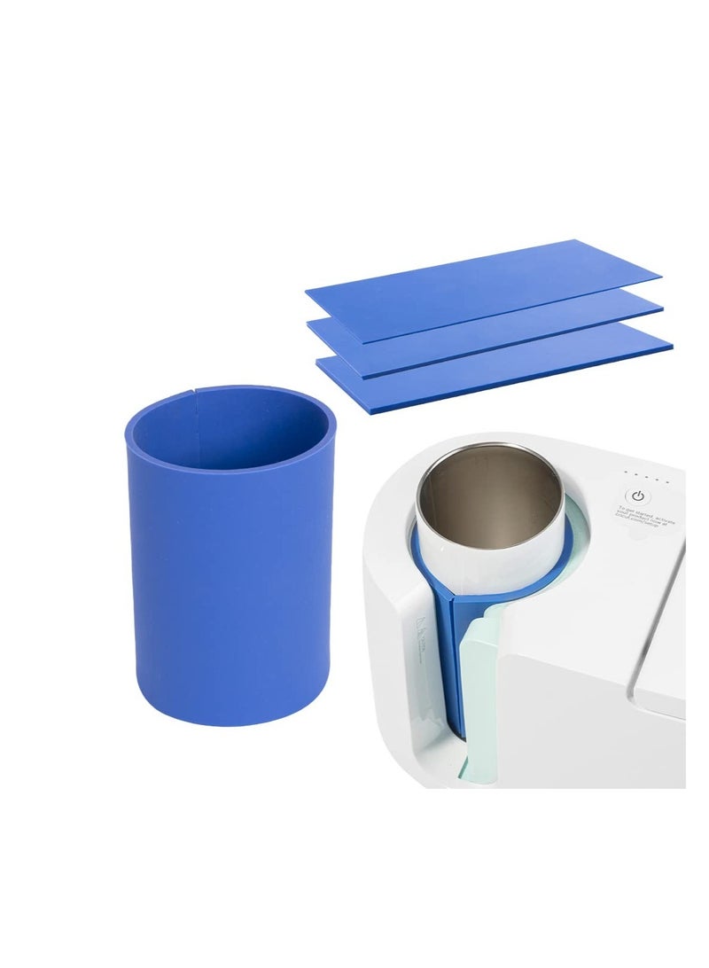 Silicone Mug Wrap Sleeve Set, Sublimation Tumblers Wrap for Cricut Mug Press, Heat Press Attachment for Mug Cup Press Machine (Blue, 9.8x4.8) - Pack of 3