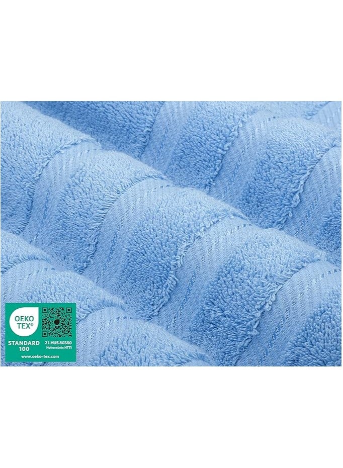 Towel Set Luxury Hotel Quality 600 GSM Genuine Combed Cotton, Super Soft & Absorbent Family Bath Towels 6 Piece Set -  2 Bath Towels, 2 Hand Towels, 2 Washcloths - Sky Blue