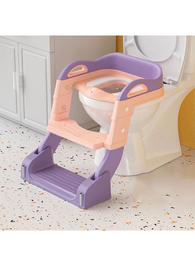 Potty Training Toilet Seat with Step Stool Ladder for Boys and Girls,Toddler Kid Children Toilet Training Seat Chair with Handles,Non-Slip Wide Step(Pink)